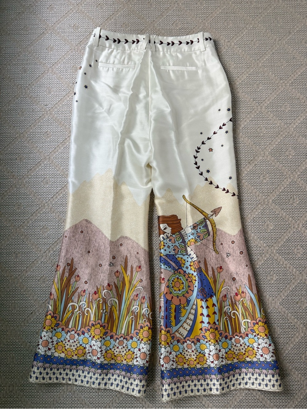 Zimmermann White Floral & Multicolor Printed Cropped Wide-Leg Pants - Picture 4 of 8